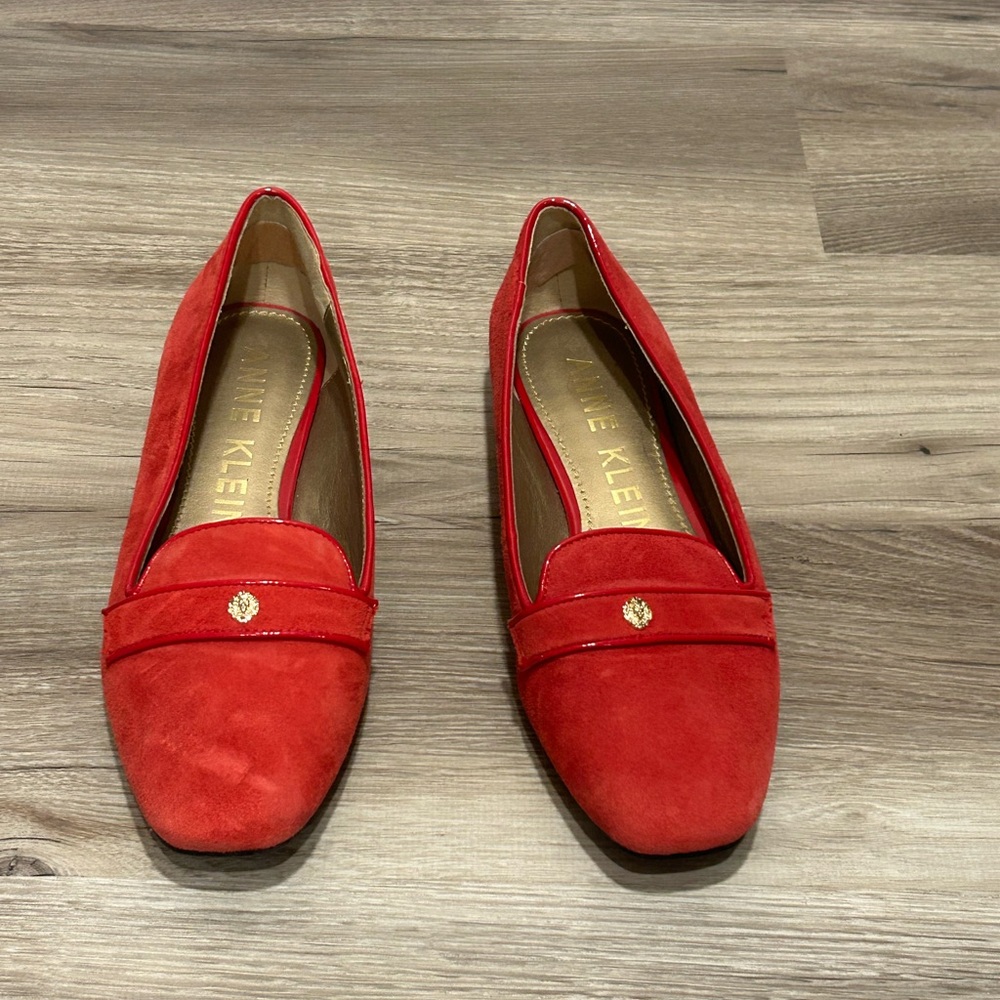 Anne Klein Red Suede Loafers